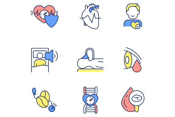 Keep heart healthy RGB color icons set