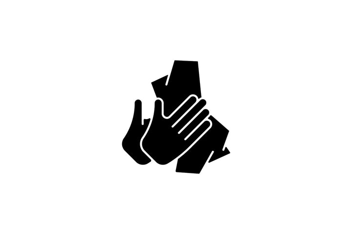 Keeping hands clean black glyph icons set on white space