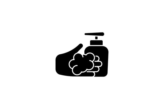 Keeping hands clean black glyph icons set on white space