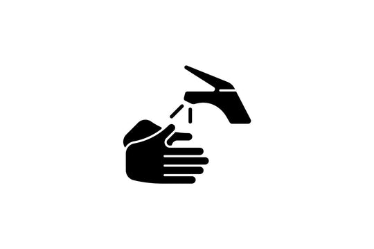 Keeping hands clean black glyph icons set on white space