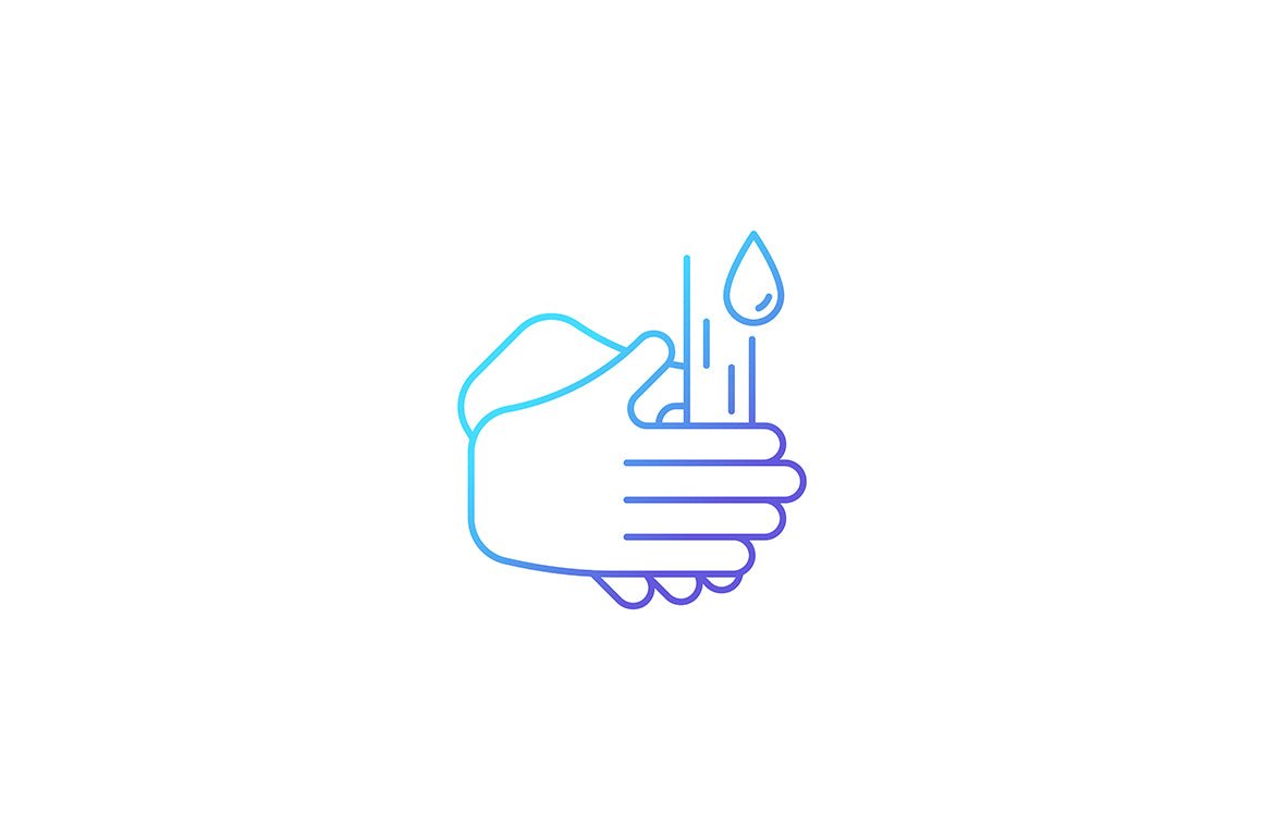 Keeping hands clean gradient icons set for dark and light mode
