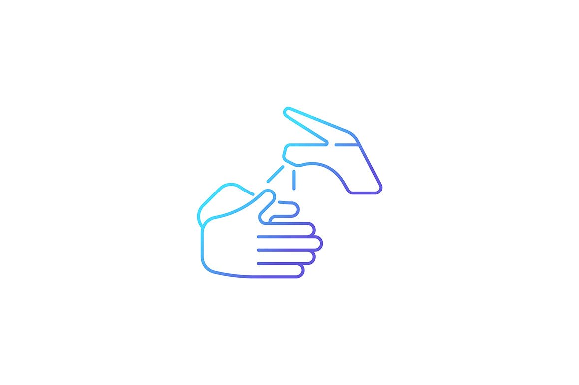 Keeping hands clean gradient icons set for dark and light mode