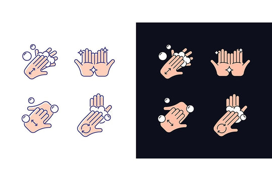 Keeping hands clean light and dark theme RGB color icons set