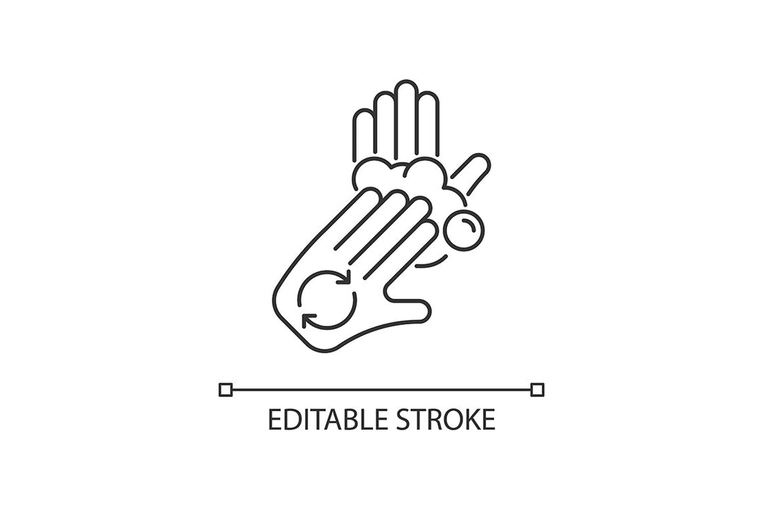 Keeping hands clean linear icons set for dark and light mode