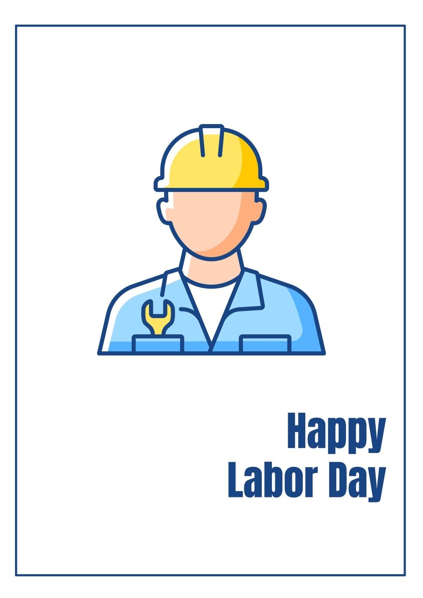 Labor day celebration greeting cards with color icon element set