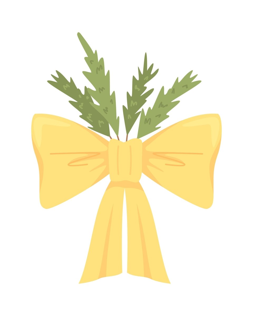 Large yellow ribbon bow semi flat color vector object