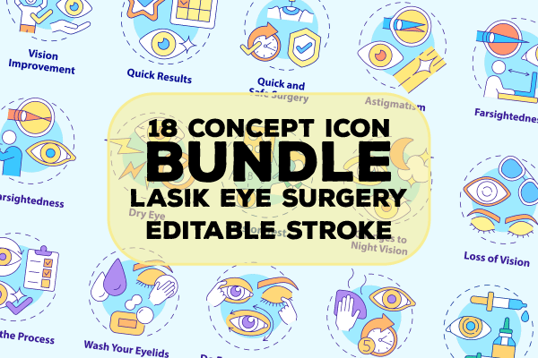 Lasik Eye Surgery Concepts Icons Bundle