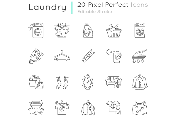 Laundry Types Pixel Perfect Linear Set