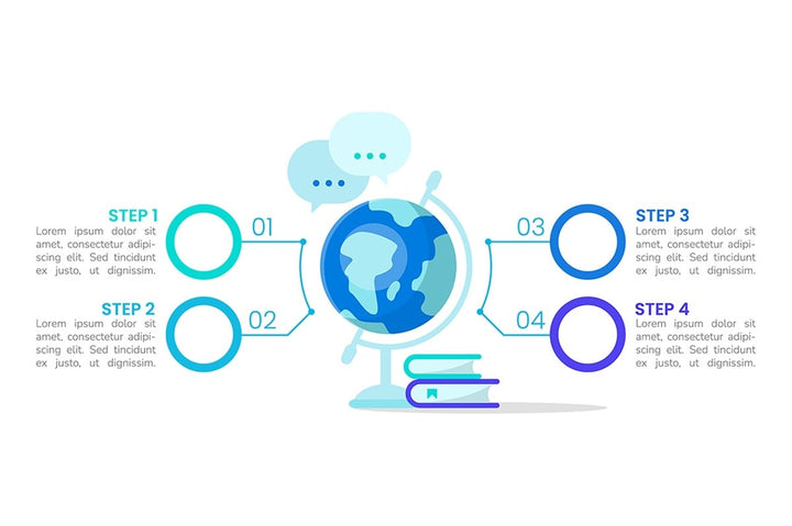 Learning blue infographic template set