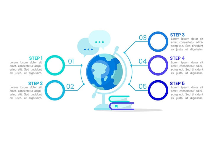 Learning blue infographic template set