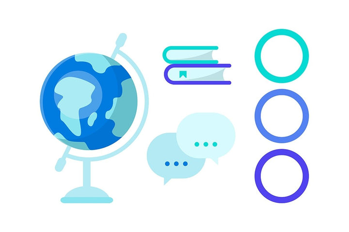 Learning blue infographic template set