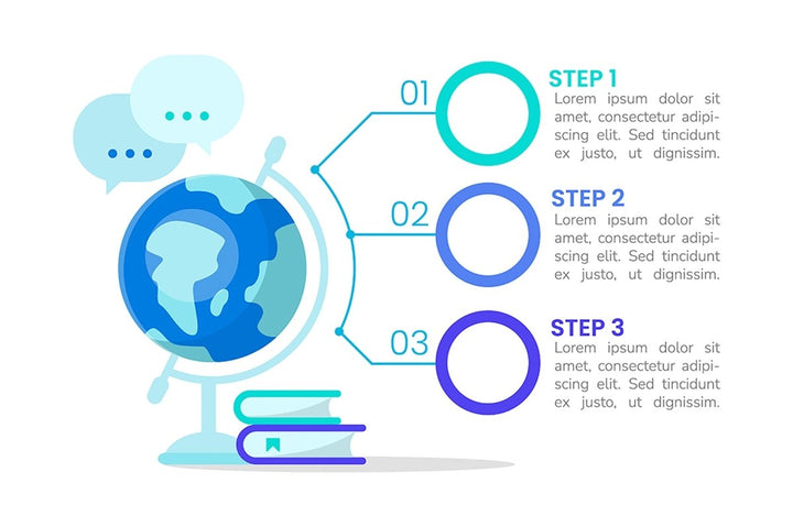 Learning blue infographic template set