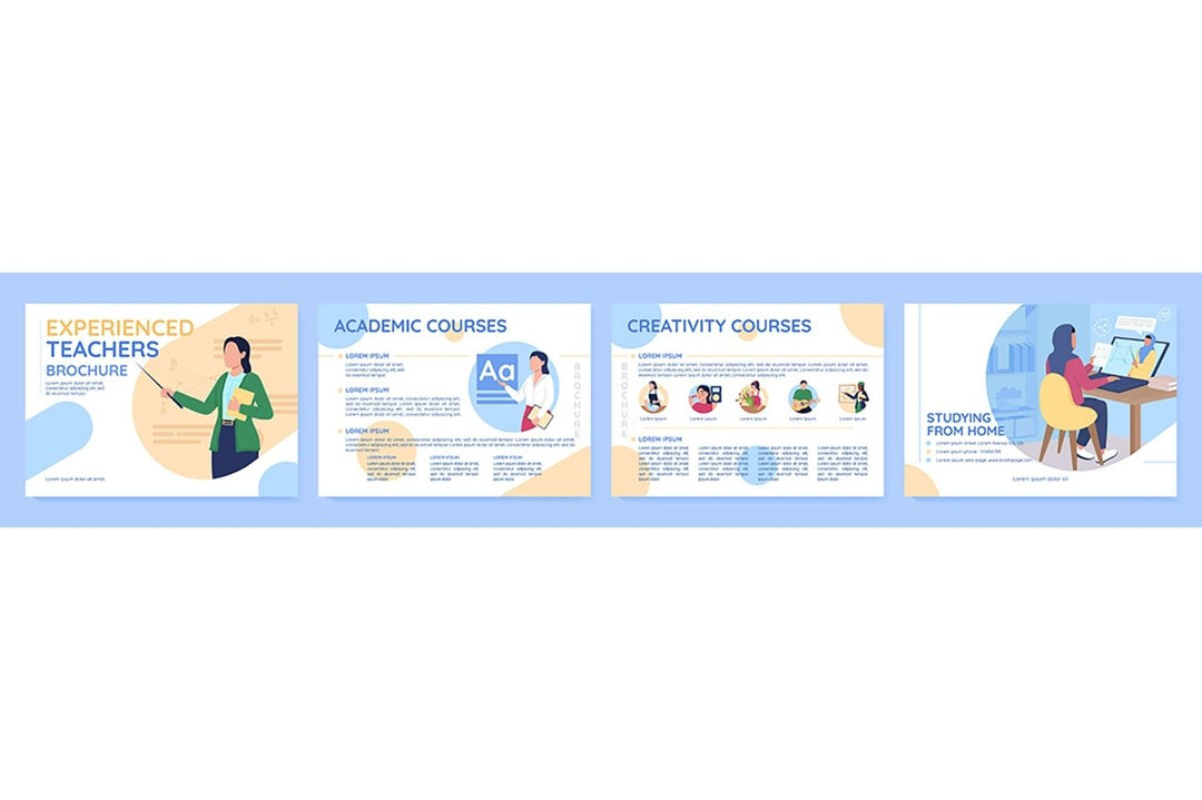Learning course flat vector template set