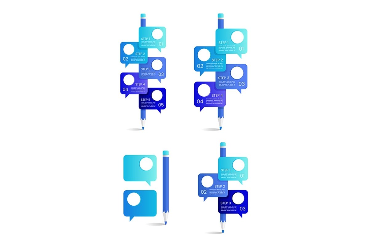 Learning skills blue infographic template set