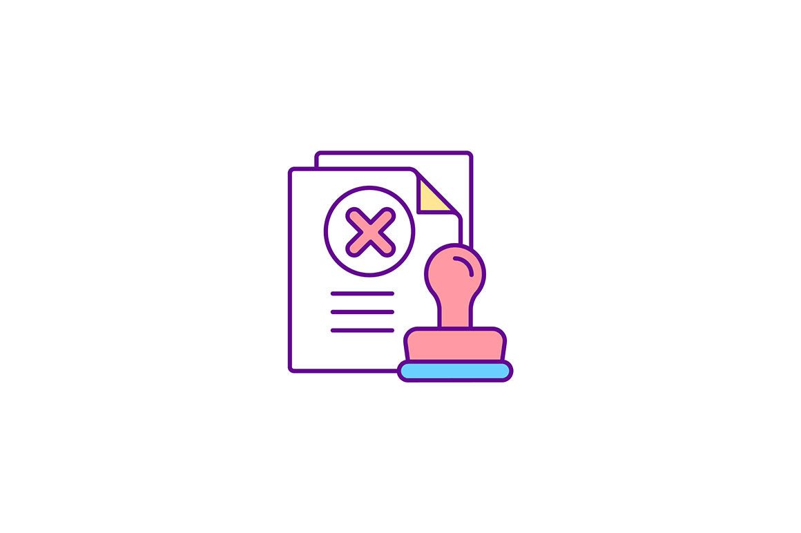 Legislation for illegal cases RGB color icons set