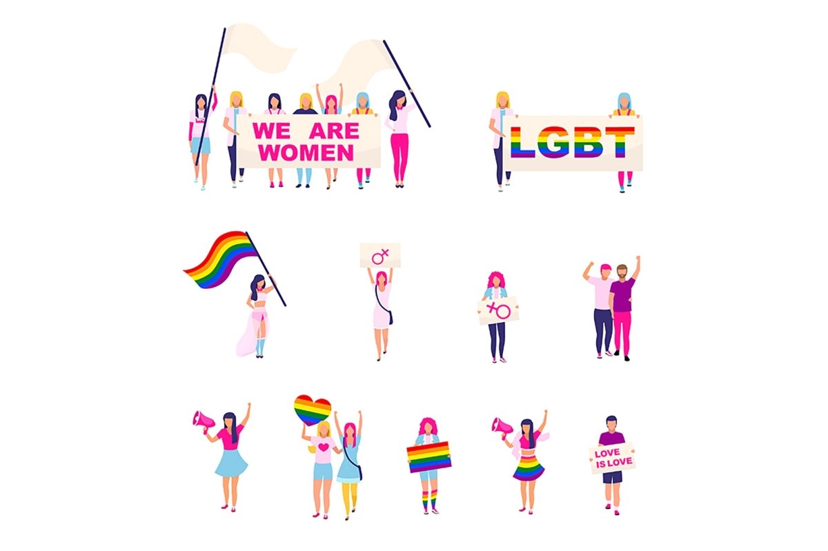 LGBT members flat characters set