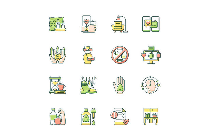Lifestyle trends RGB color icons set