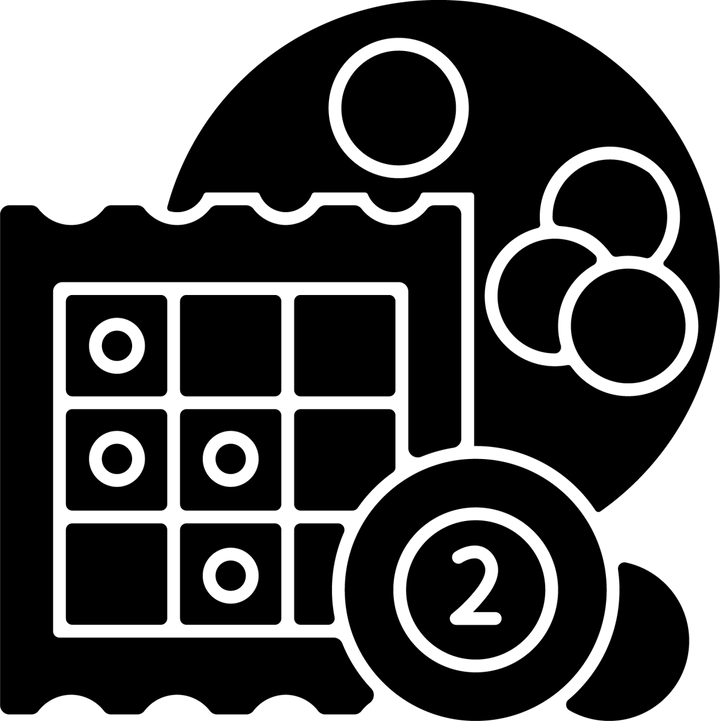 Lottery types black glyph icons set on white space