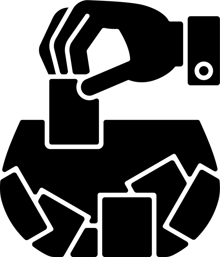 Lottery types black glyph icons set on white space