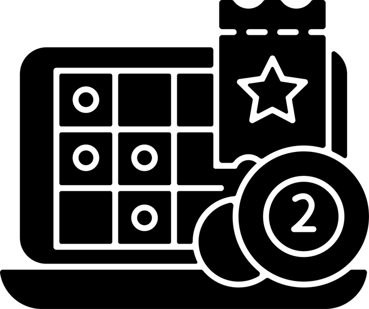 Lottery types black glyph icons set on white space