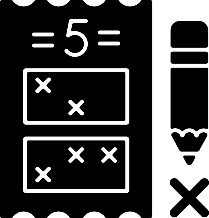 Lottery types black glyph icons set on white space