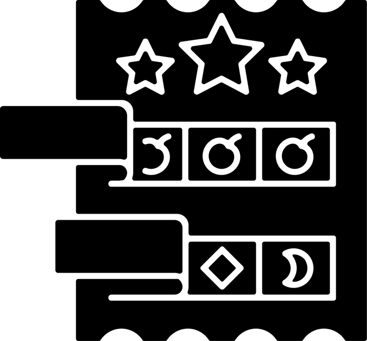 Lottery types black glyph icons set on white space