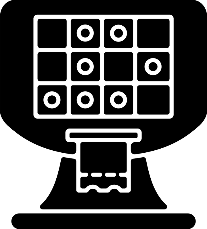 Lottery types black glyph icons set on white space
