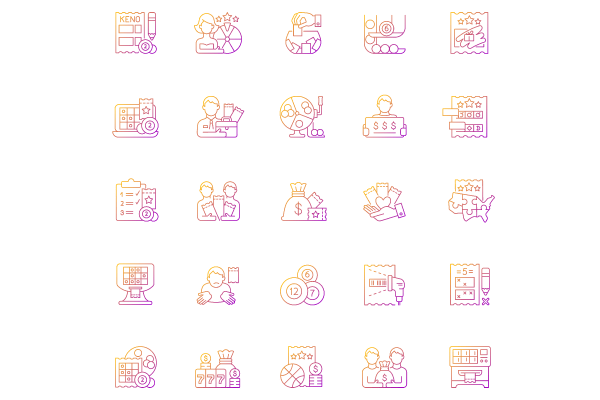 Lottery types gradient linear vector icons set