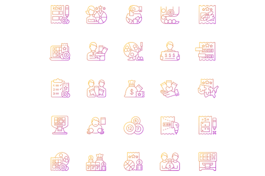 Lottery types gradient linear vector icons set