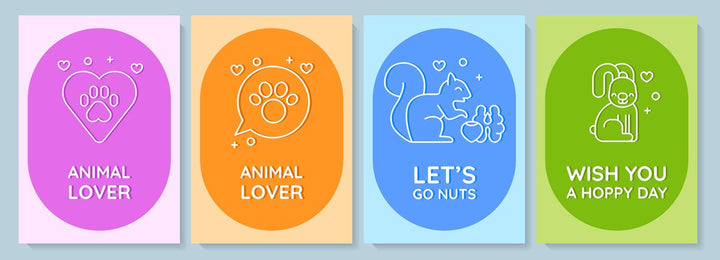 Love your pet day celebration postcard with linear glyph icon set