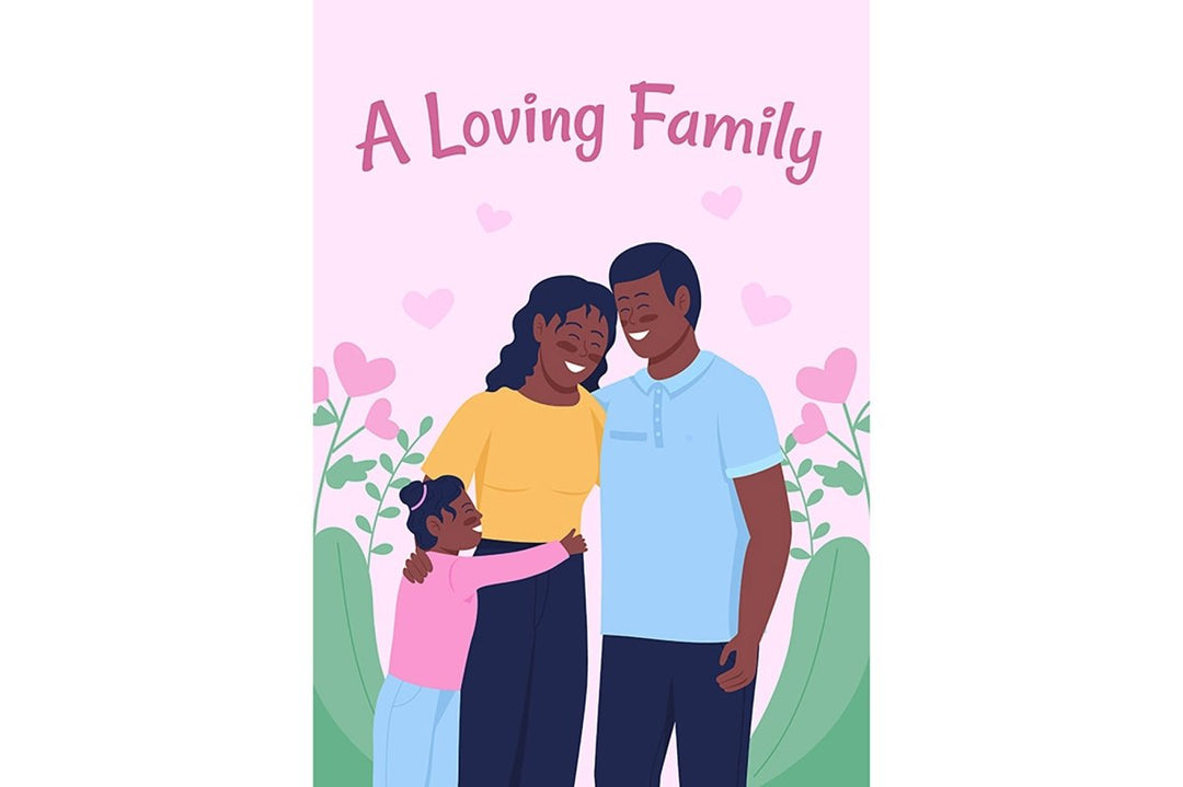 Loving family poster vector template set