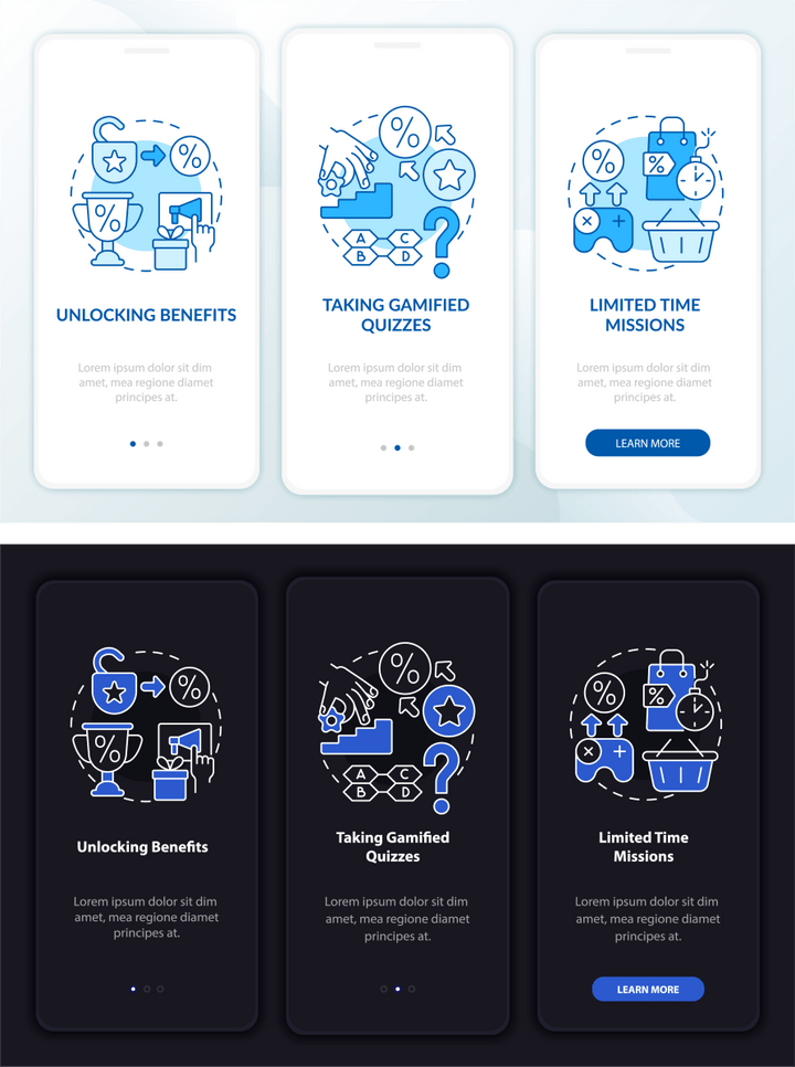 Loyalty Programs Trends App Page Screen set