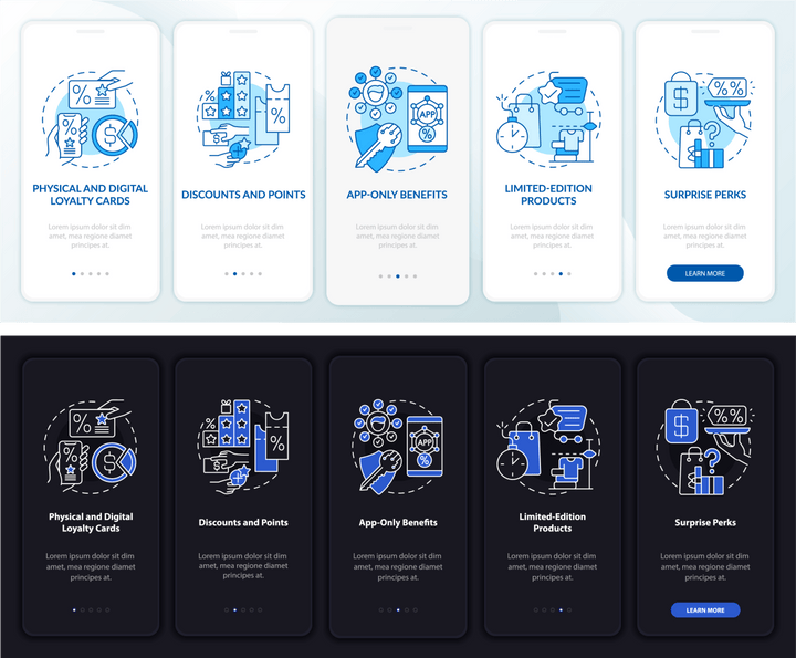 Loyalty Programs Trends App Page Screen set