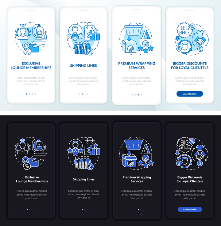 Loyalty Programs Trends App Page Screen set