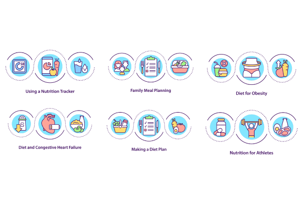 Making Diet Plan Concept Icons Bundle