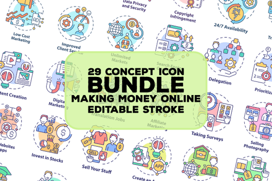 Making Money Online Concept Icons Bundle