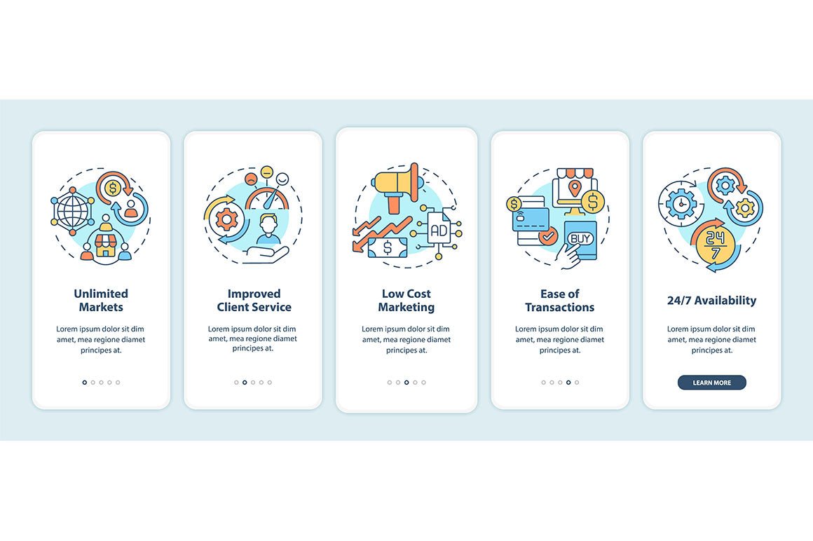 Making money online onboarding mobile app page screen bundle