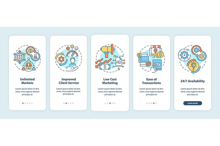 Making money online onboarding mobile app page screen bundle