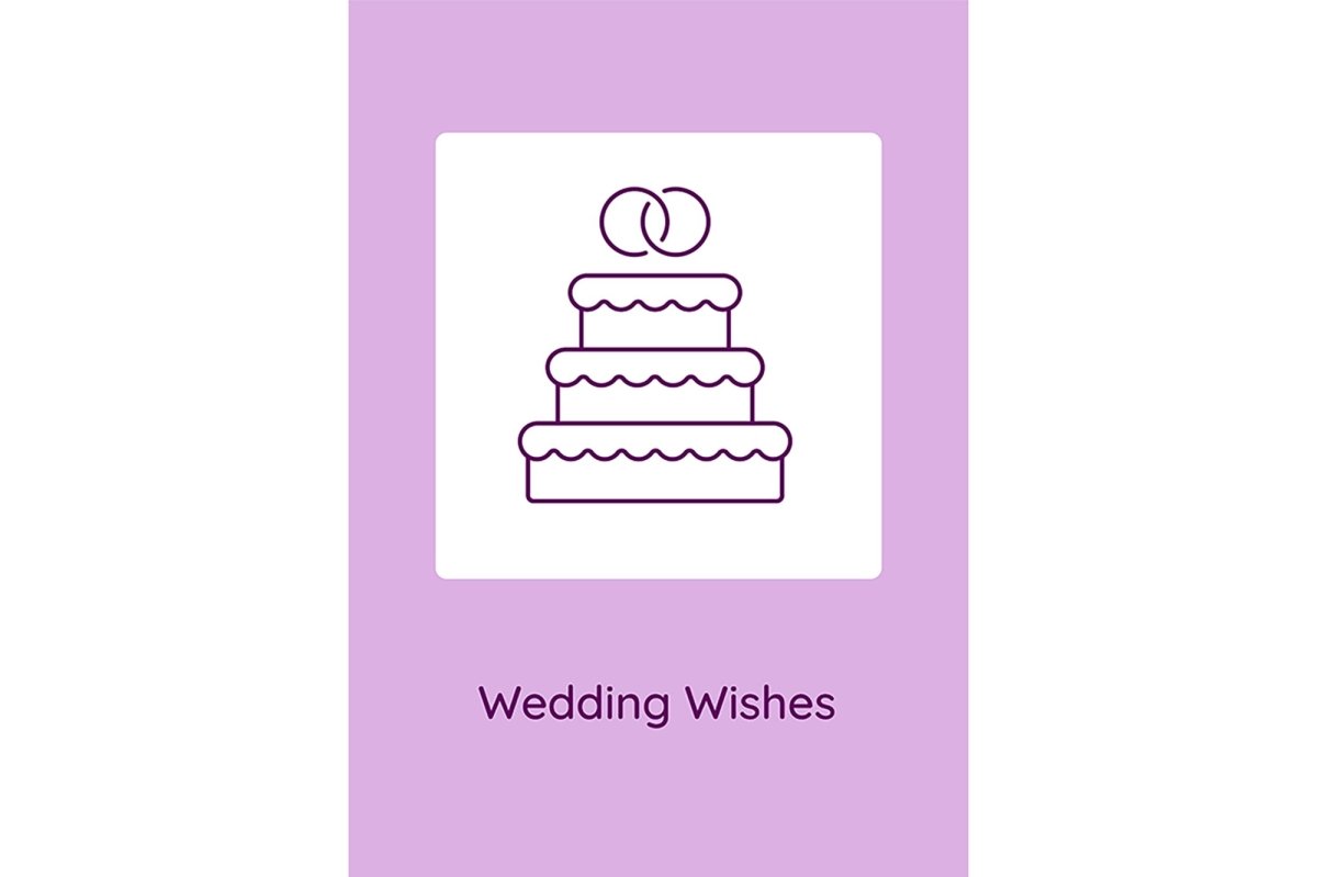 Married life beginning postcards with linear glyph icon set