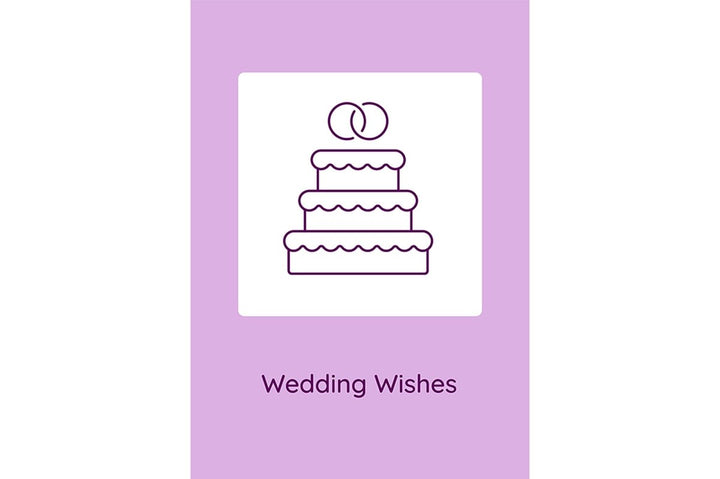 Married life beginning postcards with linear glyph icon set