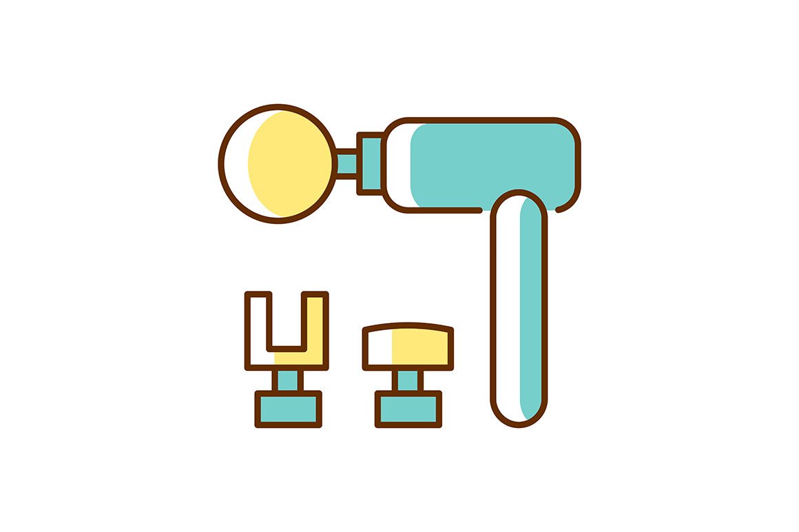 Massage tools and equipment RGB color icons set