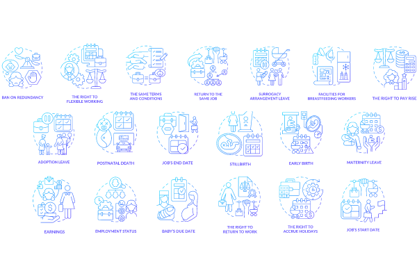 Maternity Leave Gradient Icons Bundle