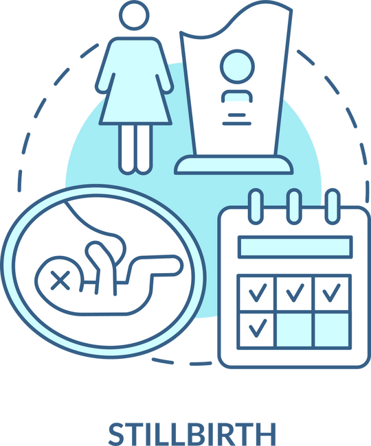 Maternity leave related blue concept icons set
