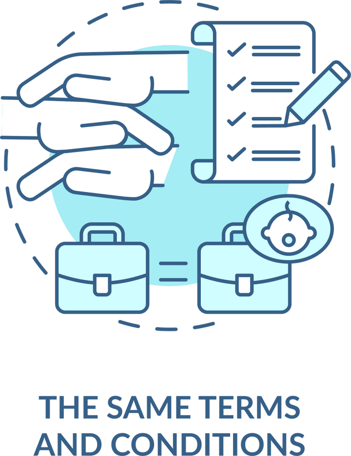 Maternity leave related blue concept icons set