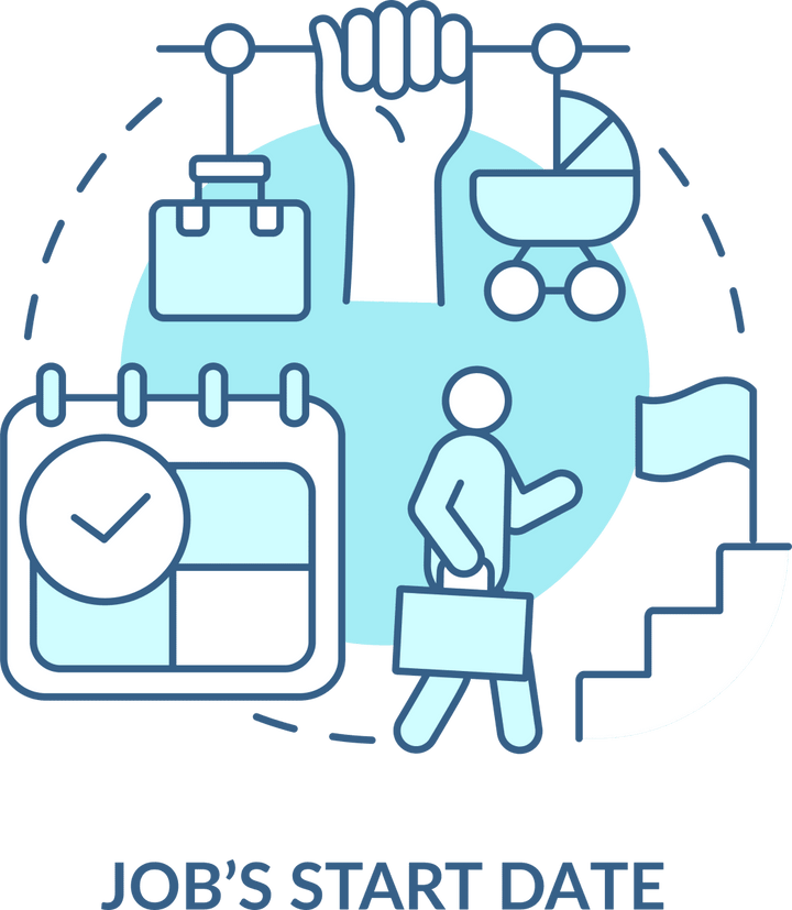 Maternity leave related blue concept icons set