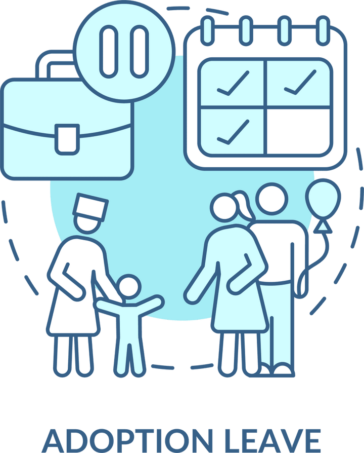 Maternity leave related blue concept icons set