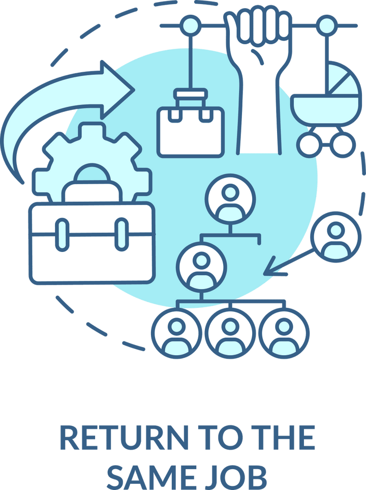 Maternity leave related blue concept icons set
