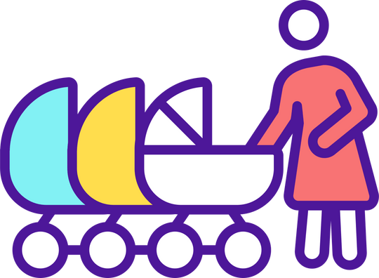 Maternity leave related RGB color icons set