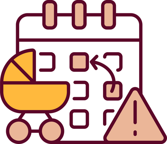 Maternity leave related RGB color icons set