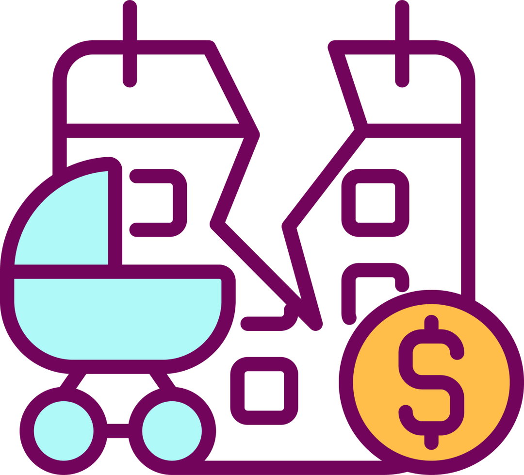 Maternity leave related RGB color icons set